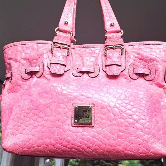 Dooney & Bourke Handbags - Dooney & Bourke Pink Crocodile Design Leather Bag